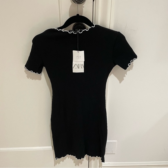 Zara Contrast Trim Ribbed Dress - Picture 2 of 2